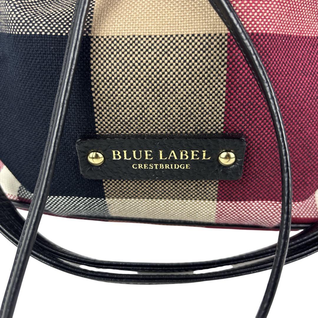 【美品】BLUE LABEL CRESTBRIDGE 巾着 2WAY チェック