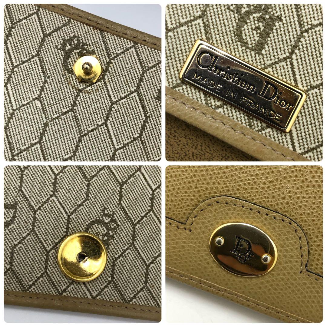 C012915)ChristianDior ハニカム柄 フラップバッグ ベージュ