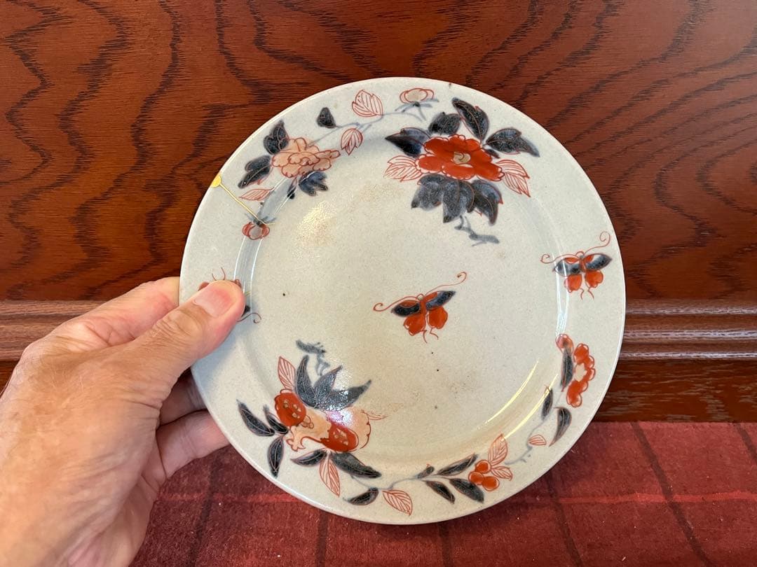 江戸中期頃　古伊万里６寸色絵皿