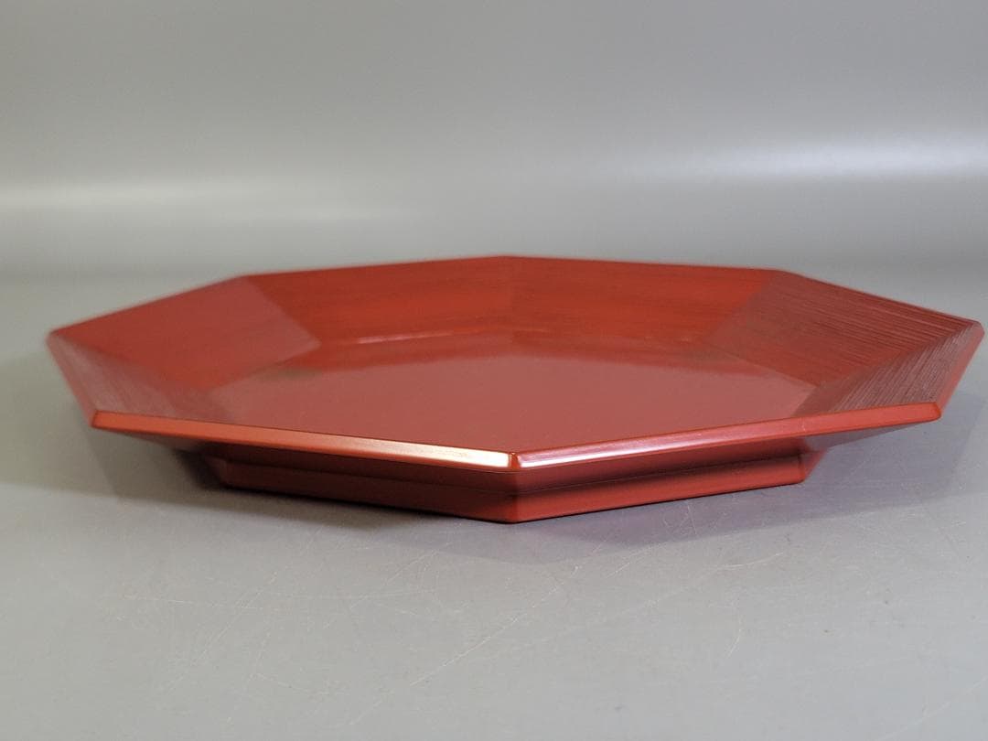 茶道具 木具師 橋村萬象 作 唐草蒔絵 朱八角盆 裏千家 淡々斎書