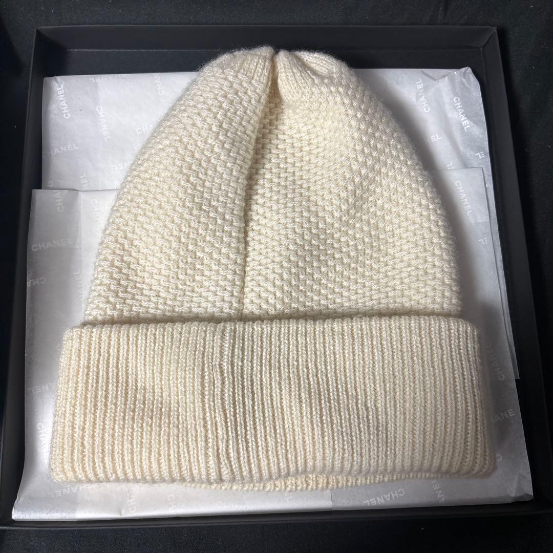 シャネル　ニットキャップ　ビーニー 24B CHANEL ホワイト　白　ニット帽