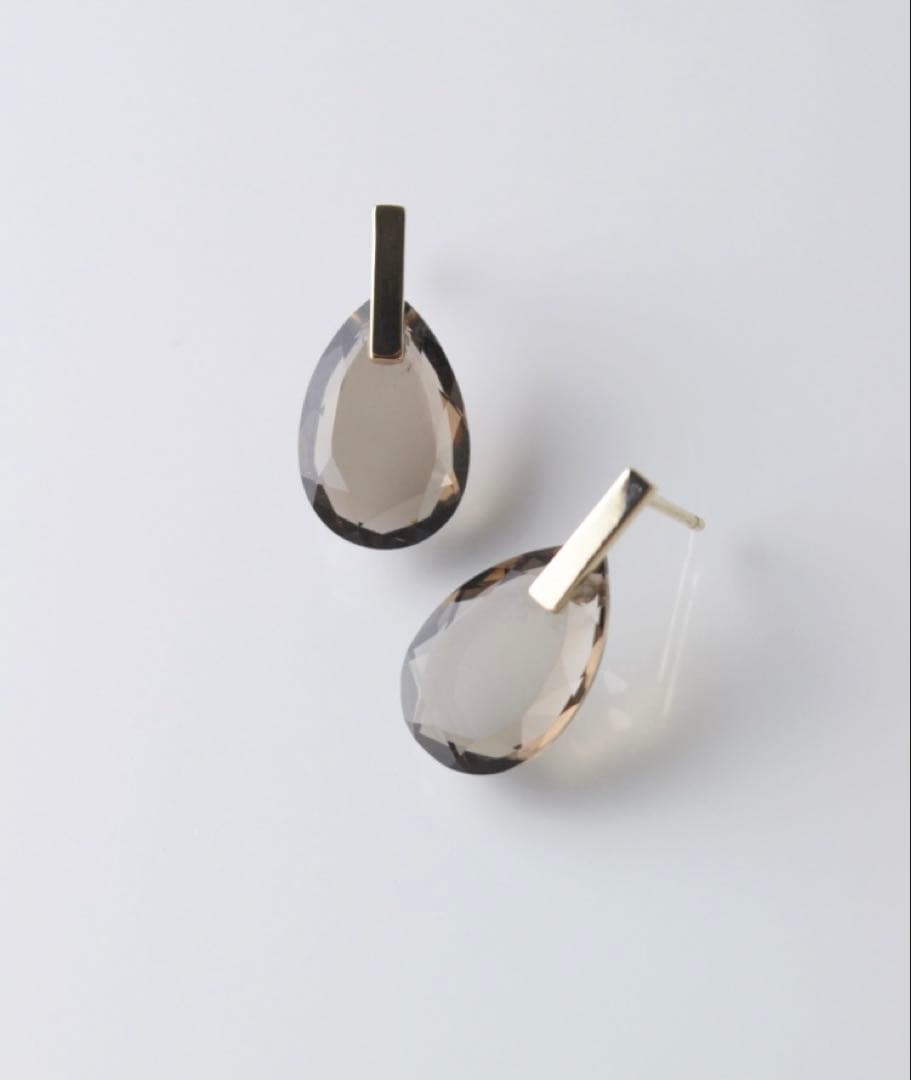 anq. K10 スモーキークォーツ ピアス 現行品