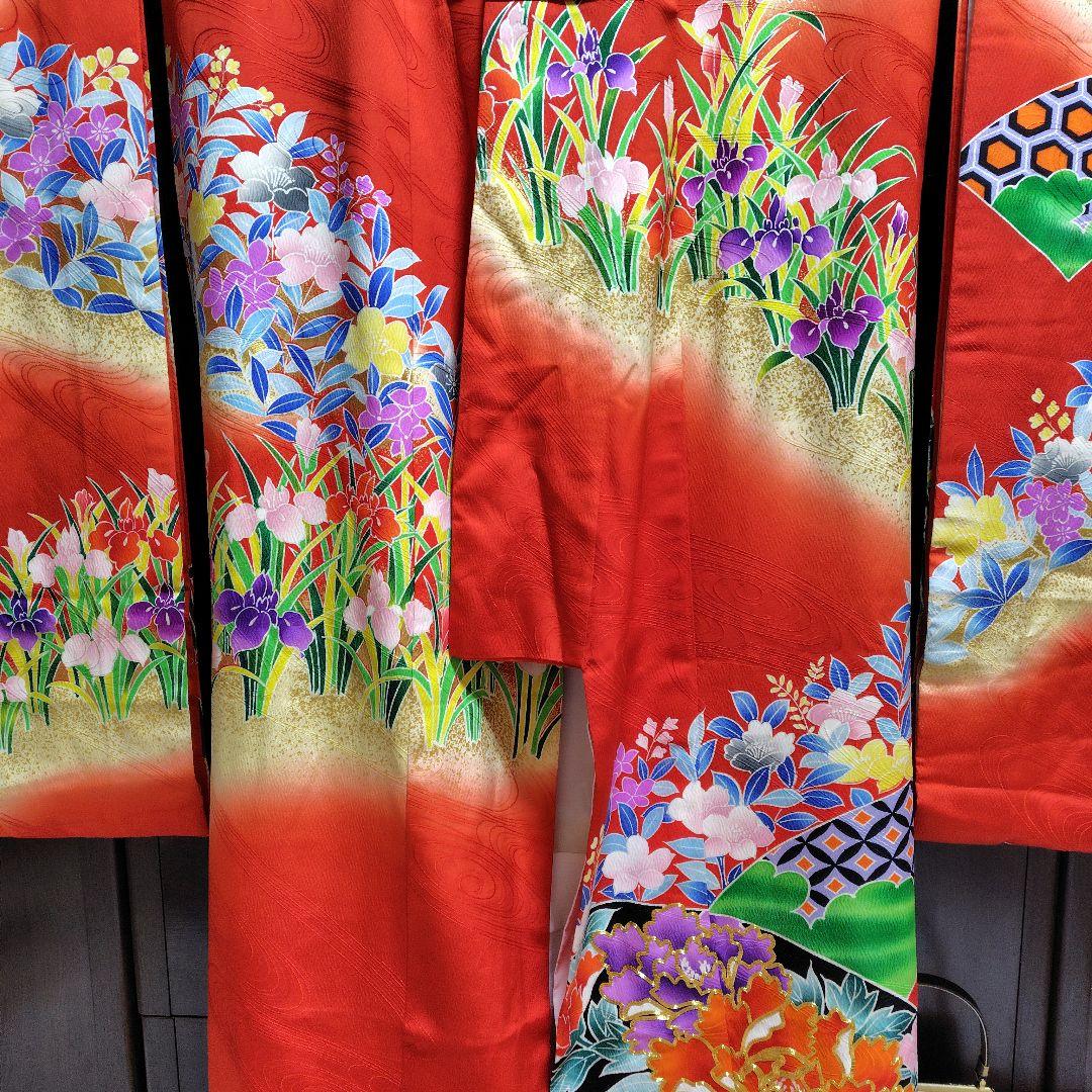 正絹　お引き摺り　お振袖　駒刺繍　暈し　美品