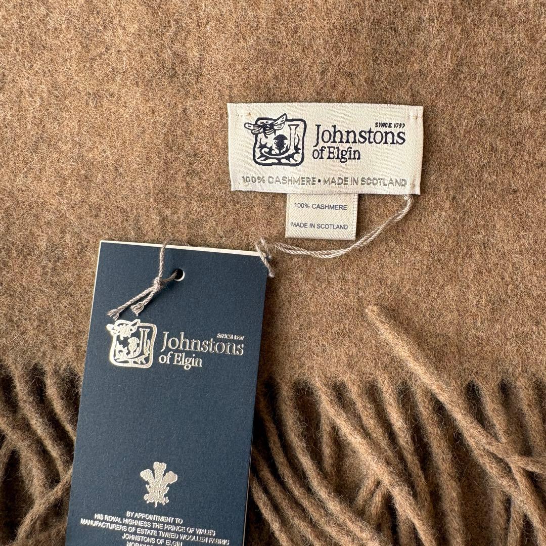 【未使用】ジョンストンズオブエルガン カシミヤ 大判ストール ベージュ 無地