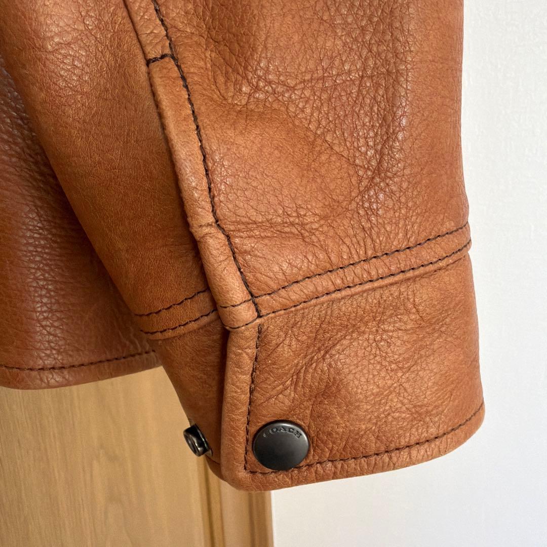 COACH ブラウン シングルライダースジャケット S 牛革