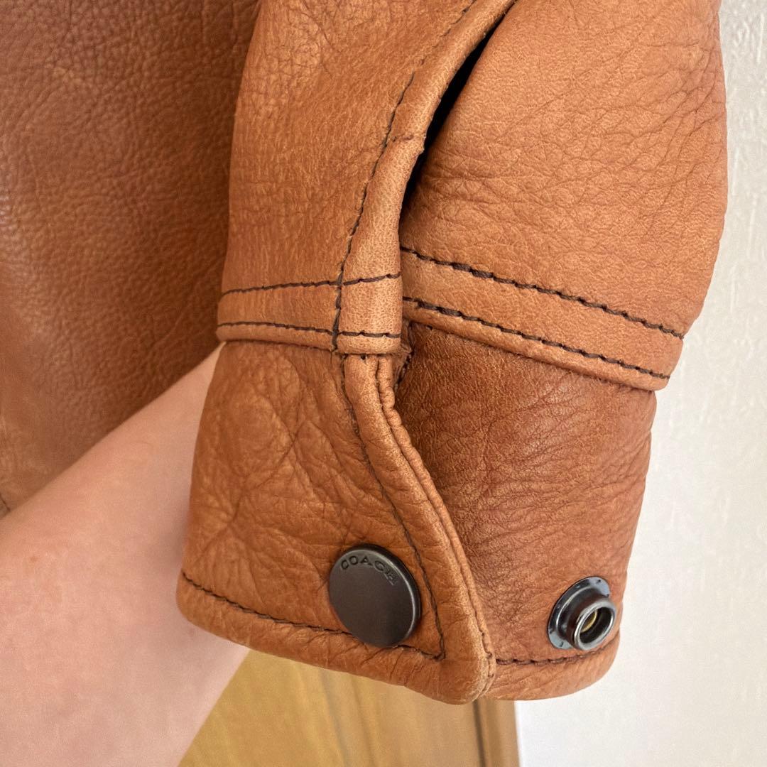 COACH ブラウン シングルライダースジャケット S 牛革