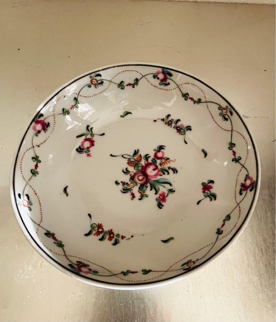 アンティーク　手描き　花柄　小皿　イギリス