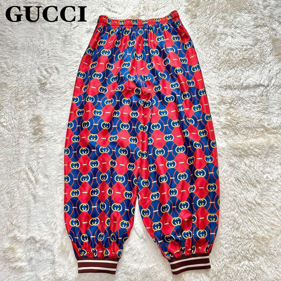 【美品】GUCCI グッチ　シルクジョグパンツ　イージーパンツ　サルエル　総柄