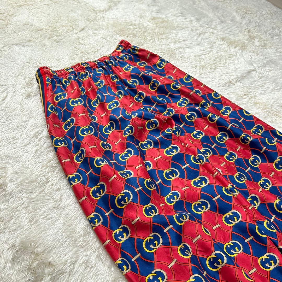 【美品】GUCCI グッチ　シルクジョグパンツ　イージーパンツ　サルエル　総柄