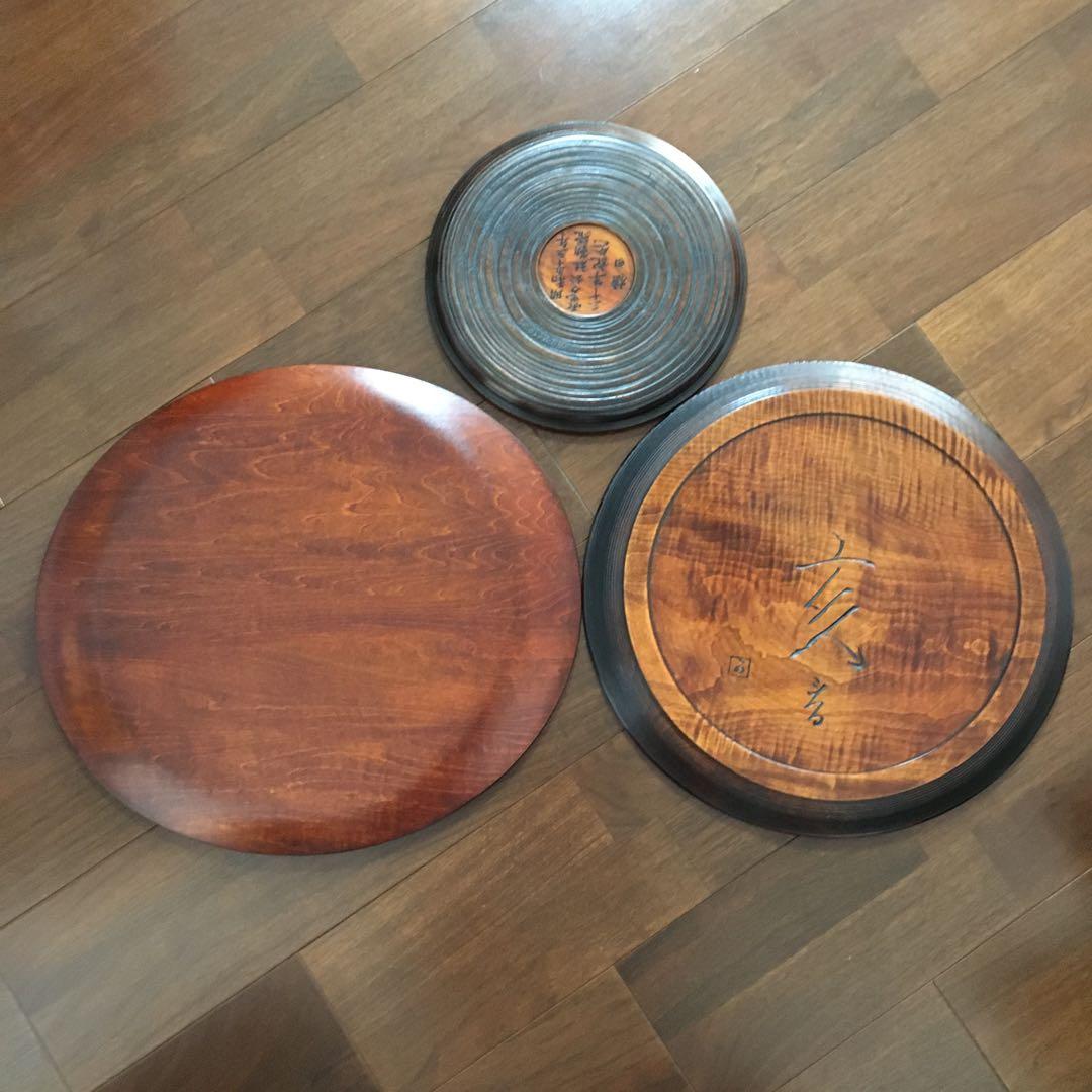 烏城彫　お盆　丸盆　飾盆　大、中、小　3点セット　D