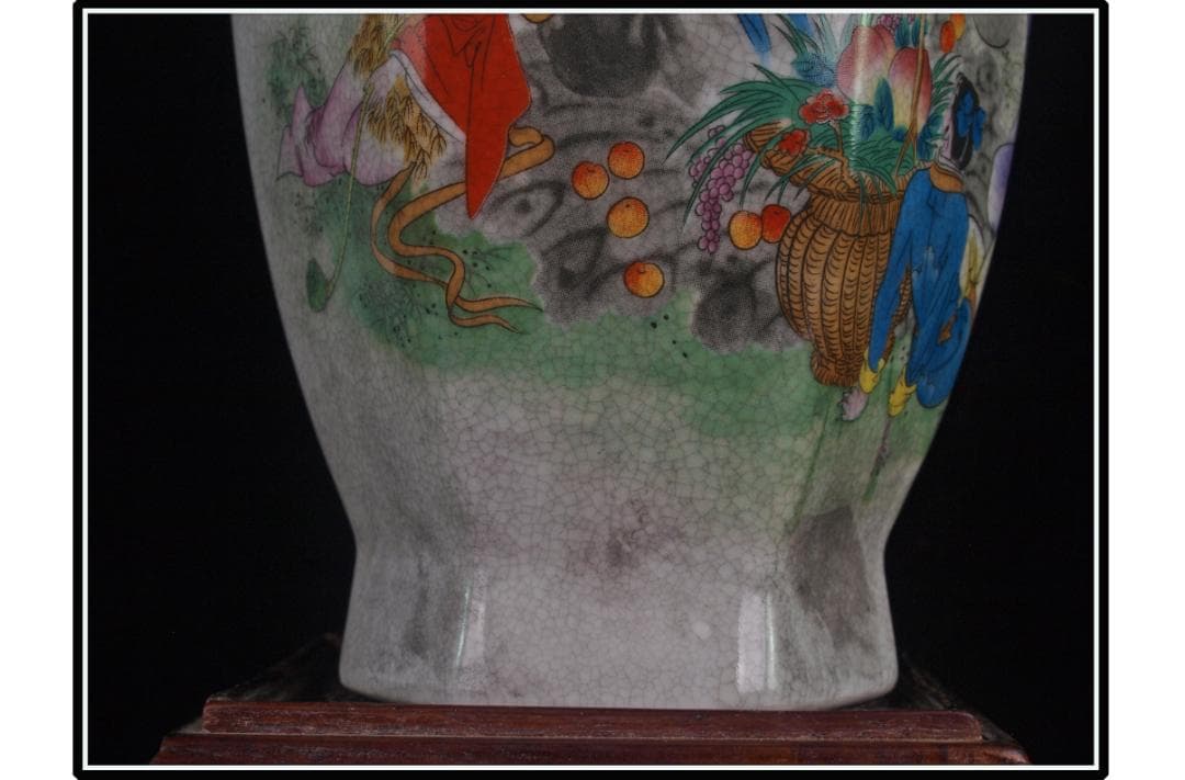 中国 清時代　在銘手描き花瓶 美術品　激安骨董品 DE982B12-5