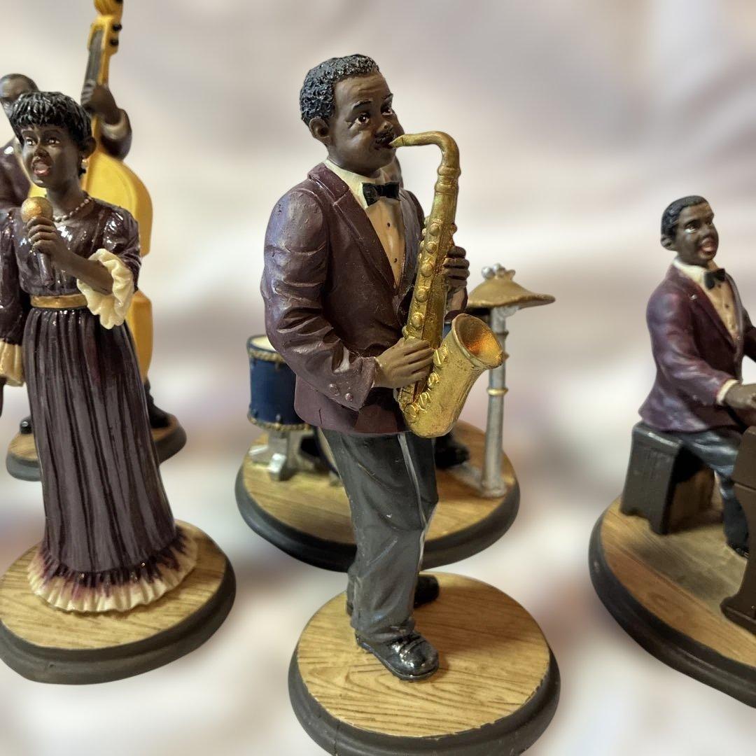 【希少】美品　レトロ　骨董品　ジャズバンドフィギュア　黒人　置物　コレクター　7