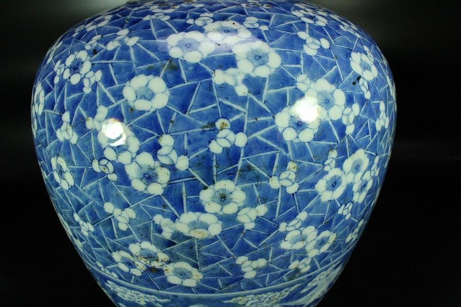 茶道具 茶壺 古 唐物 梅花氷裂紋 壷 32.5cm在銘 瀬戸壷(K-A397)