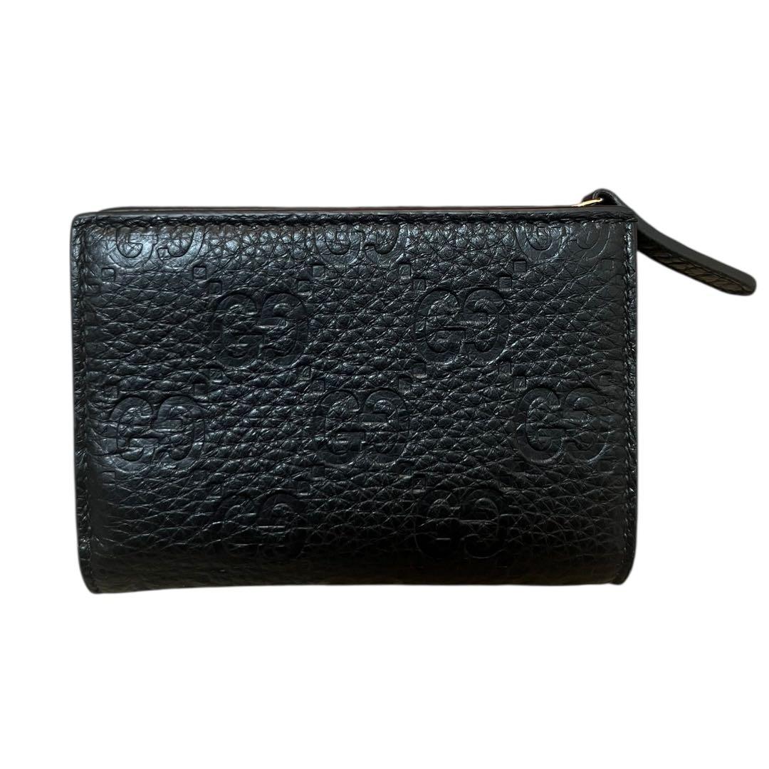 【極美品】GUCCI 2つ折り財布 GGエンブレム スモールウォレット ブラック