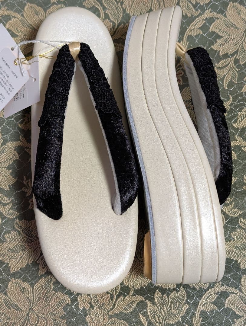 振袖用草履バッグセット　がま口バッグ　 レース　 Freek　フリーサイズ　新品