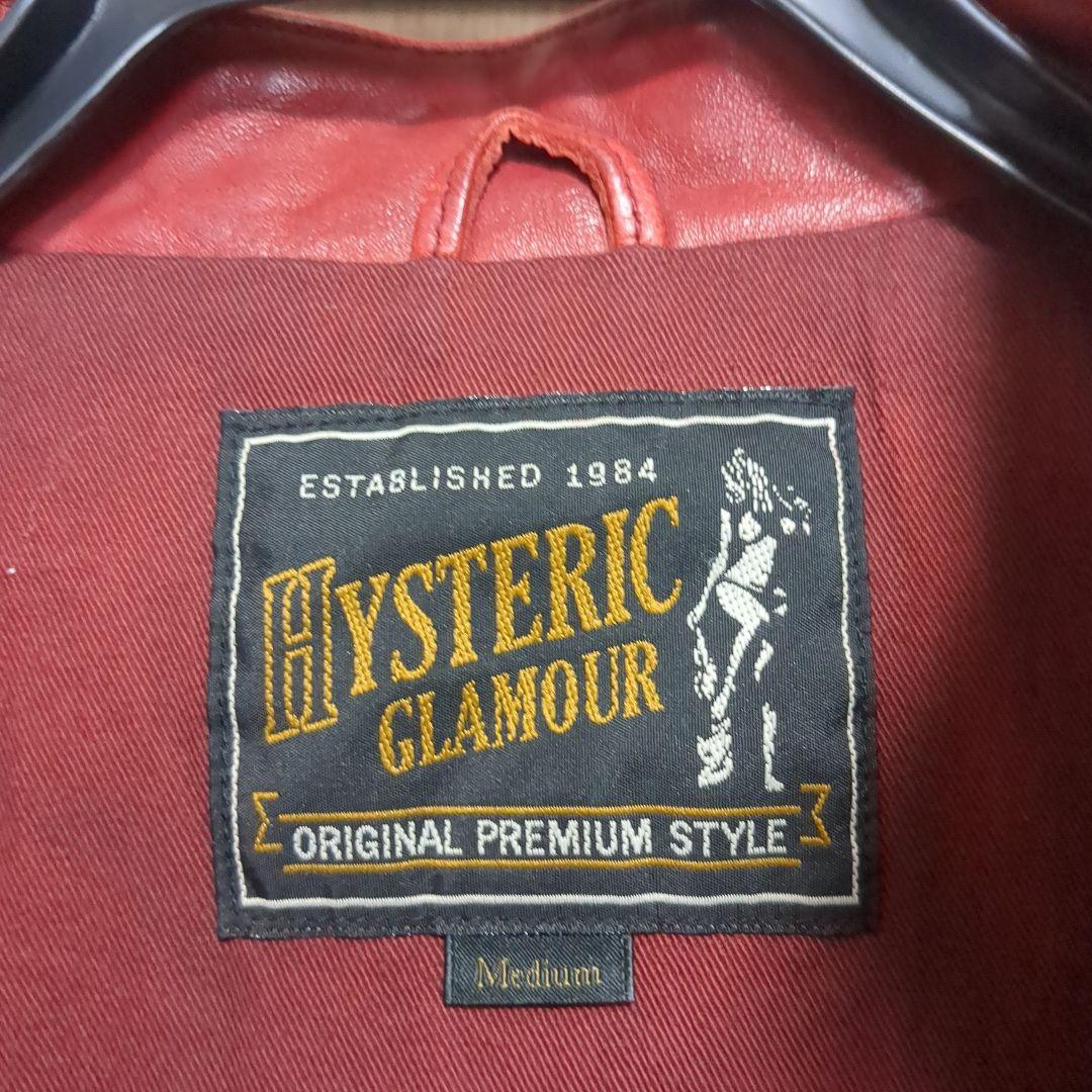 ヒステリックグラマー シングルライダースジャケット 羊革 0263LB01 赤