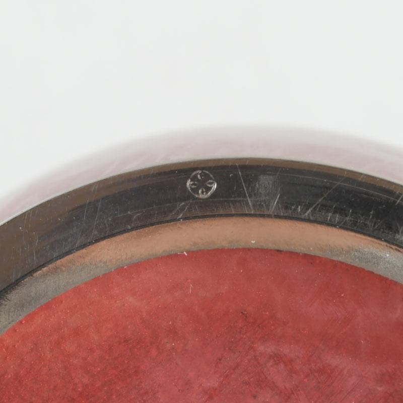 七宝焼　安藤七宝店　赤透釉　花文　花瓶　敷板・箱付　V　9279