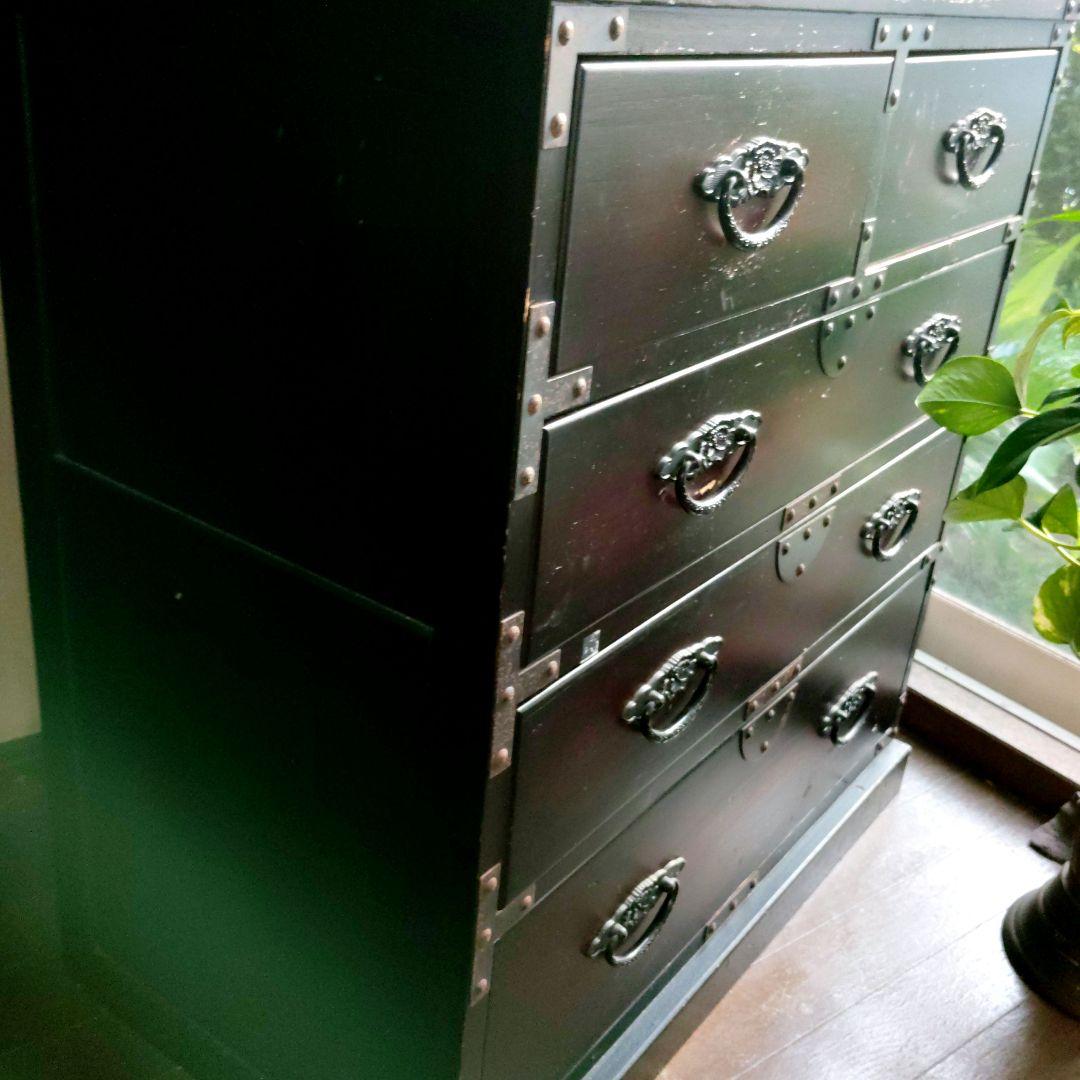 レトロ 骨董品 民芸調 モダン和箪笥　民芸家具 伝統的な木製 箪笥