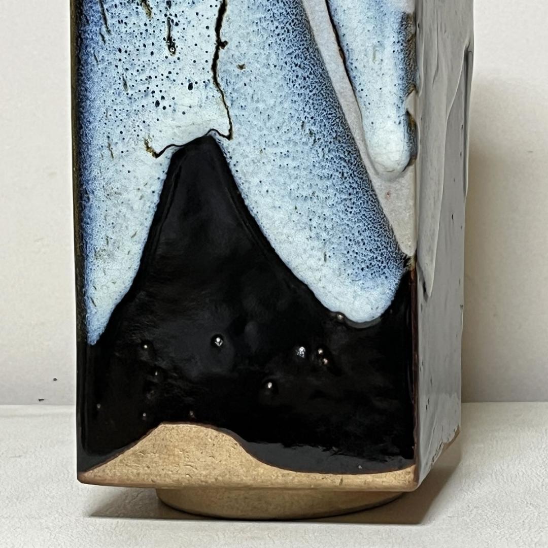 清水六兵衛 瀬戸唐津 四方花入 共箱 花入 花瓶 茶道具 【k3642】