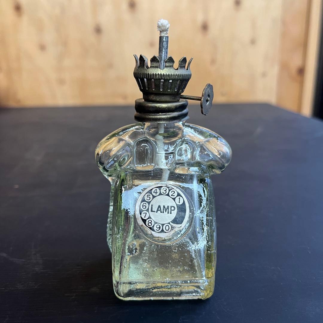 【珍品】ウランガラス 電話型 オイルランプ ボトル ガラス ビン アンティーク