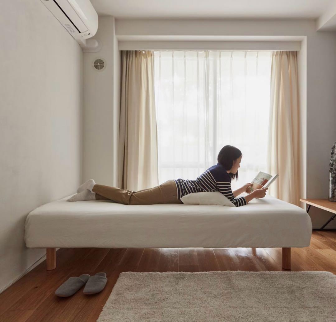 極美品！ 無印 脚付マットレス ポケットコイル 洗えるカバー シングル