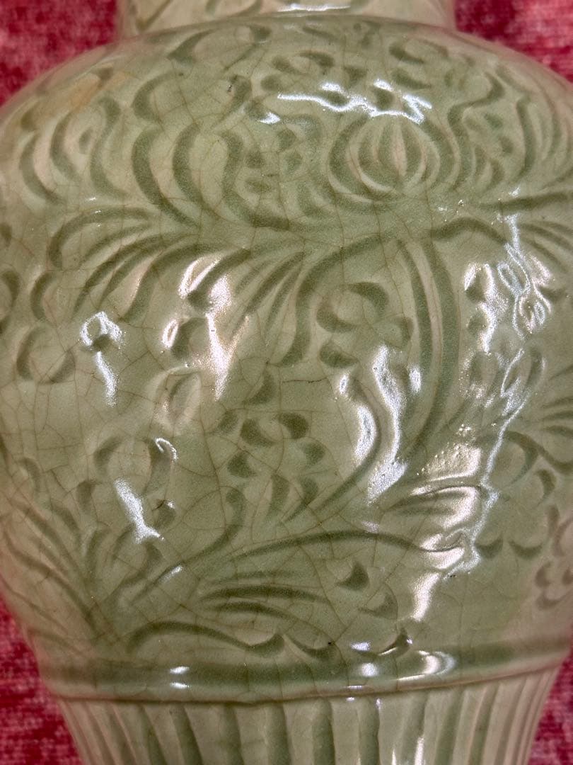 龍泉窑大花瓶 宋時代 花器置物 中國古美術 高 45cm