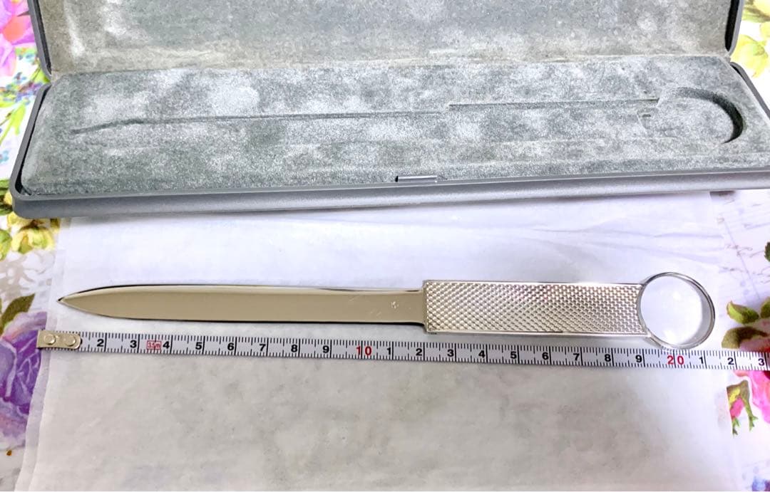 1970年ヴィンテージドイツ製スターリングシルバ925拡大鏡付きレターオープナー