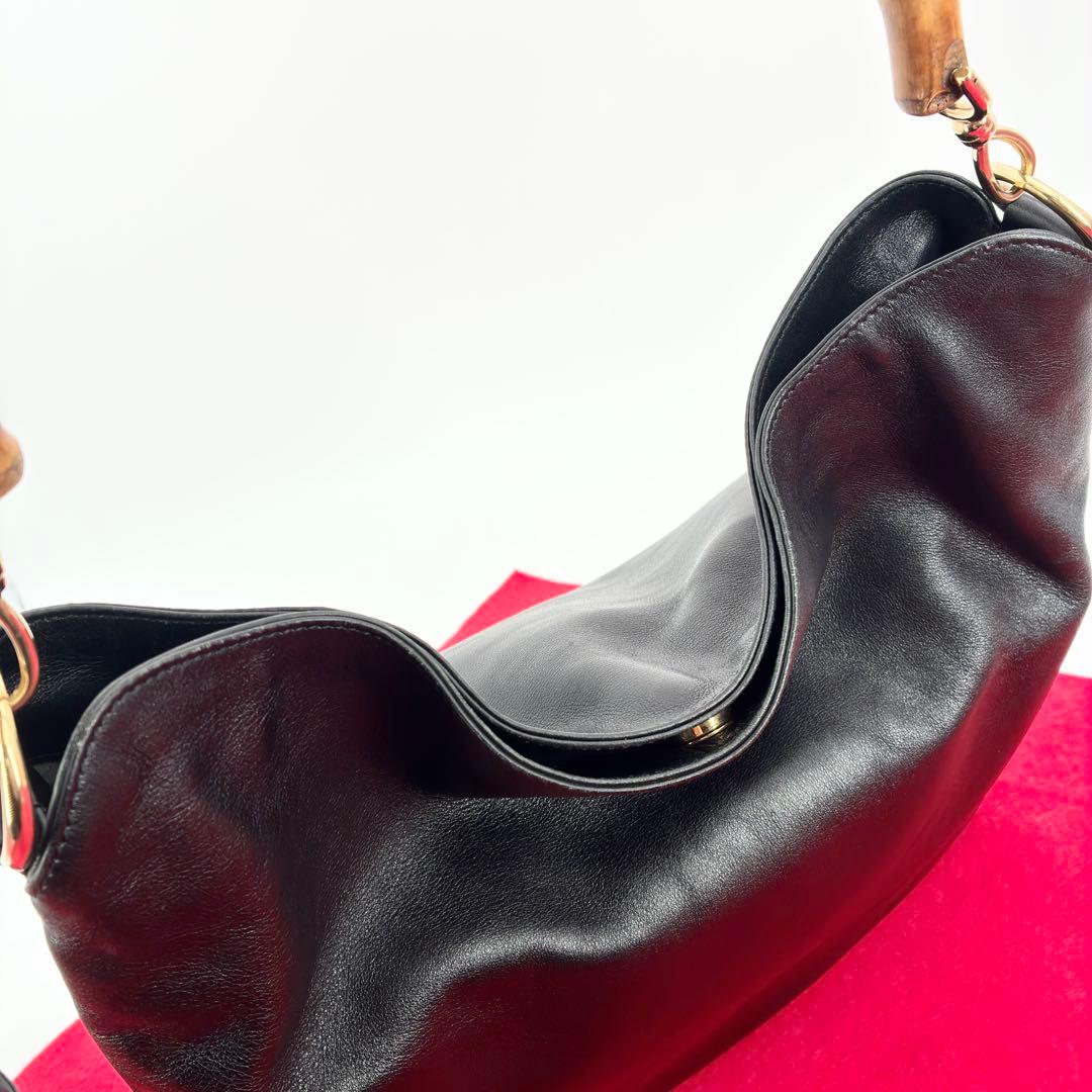 美品　グッチ　ワンショルダー　レザー　ショルダーバッグ　2WAY　ブラック　黒