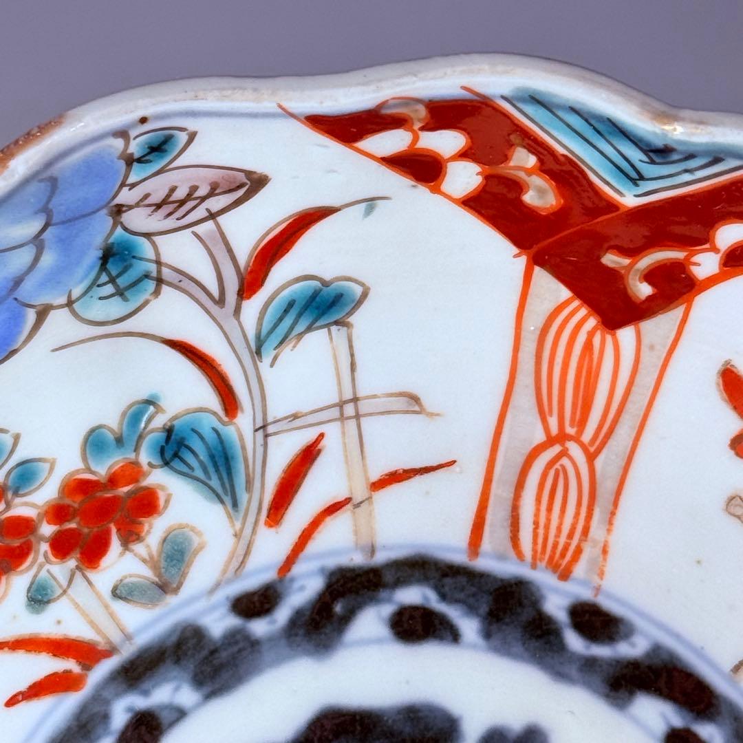 江戸期　古伊万里　染錦花蝶図膾皿　七客　なます皿　古器を楽しむ　料理屋　収集家