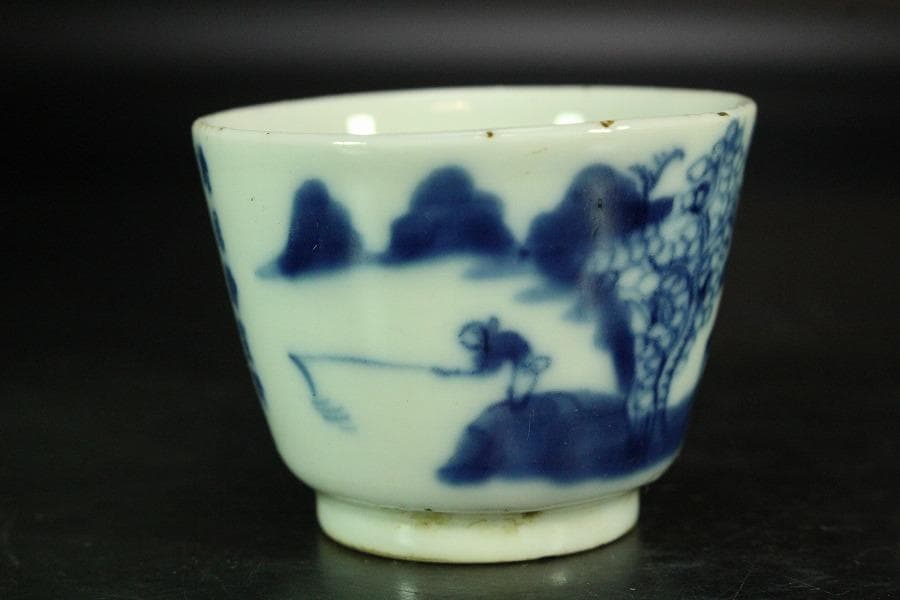 煎茶 中国美術 染付 碗 五件 玉(K-LC761)