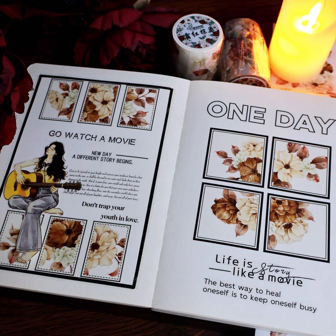 繁花文创《霜红棕染》海外マスキングテープ　マステ 【2663】