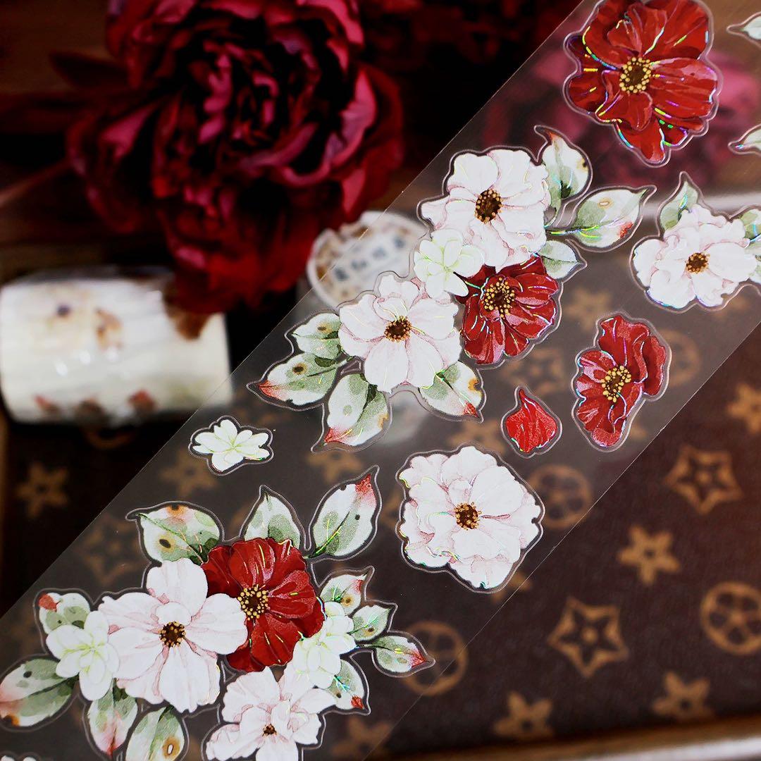 繁花文创《霜红棕染》海外マスキングテープ　マステ 【2663】