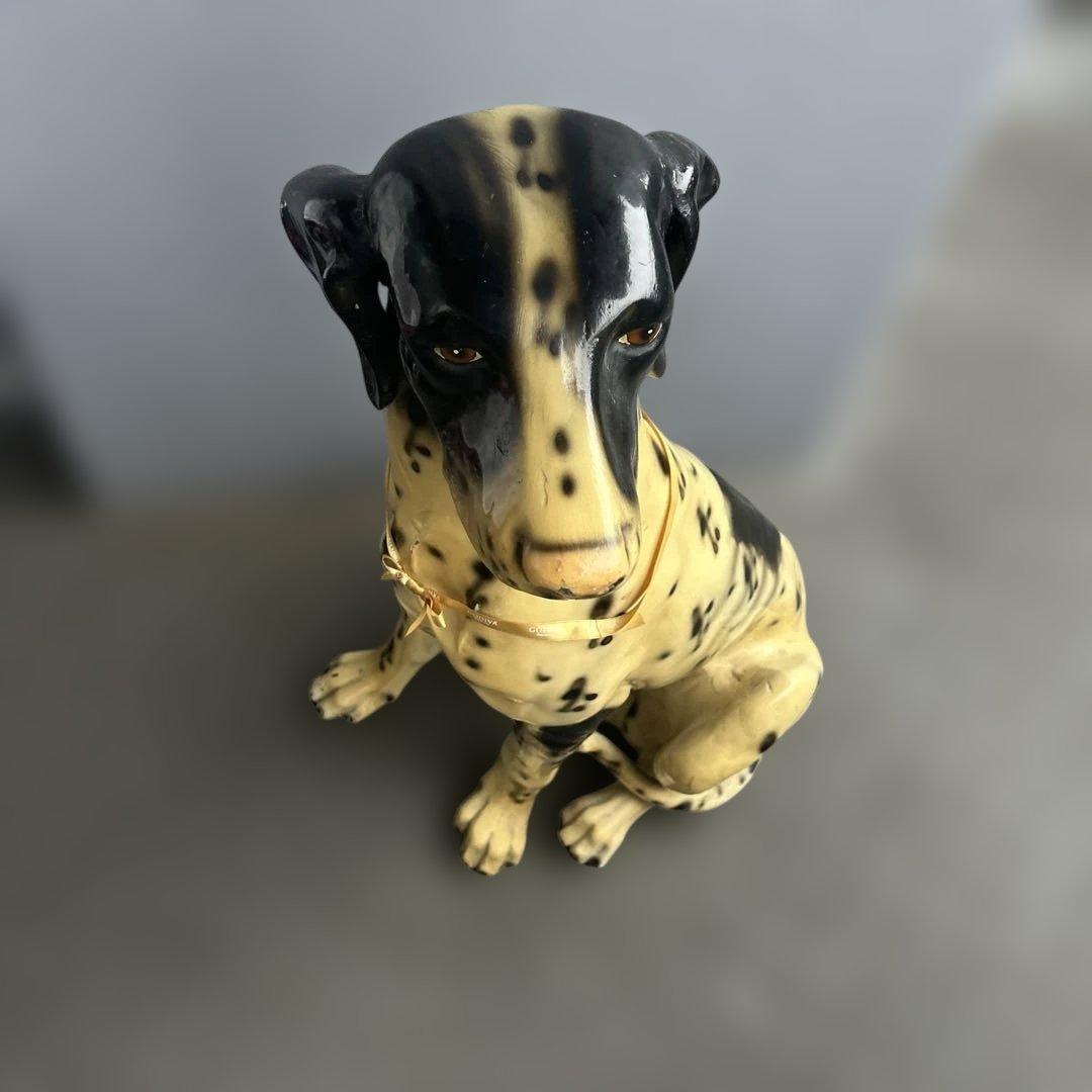 しぃーちゃんヴィンテージ犬の置物 ダルメシアンオブジェ 木製風