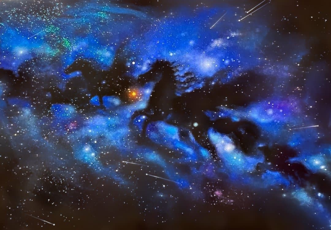 絵画　天馬　銀河　創作一点物　ハンドメイド　レジン　アクリル 大寸　縁起物　宇宙