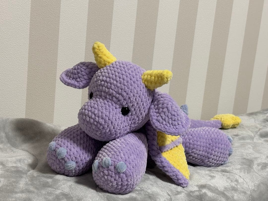 紫と黄色のドラゴンのあみくる 約55cm