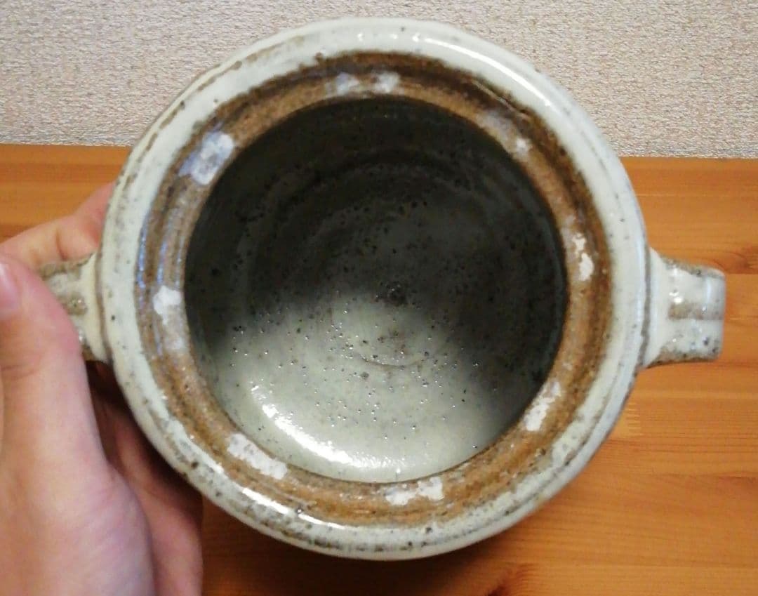 大橋裕作　大杉皿屋窯　朝鮮唐津　耳付　水指　共箱　仕服付　茶道具