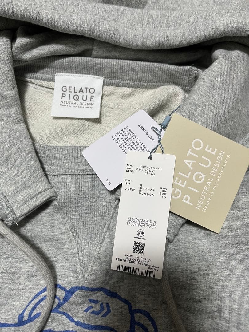 ダイワ×ジェラートピケ　コラボパーカー　ベアロゴフーディー　裏毛　完売品