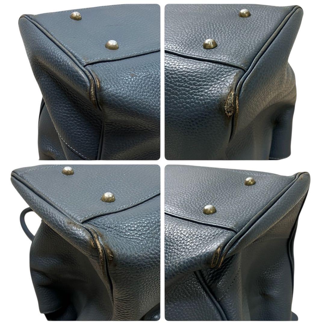 トフアンドロードストーン トートバッグ ルーフボタン レザー A4 ネイビー