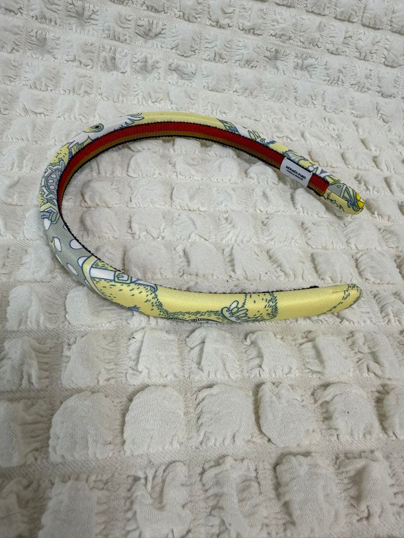 (中古)Hermèsエルメス アートプリント ヘアバンド/黄色カチューシャ
