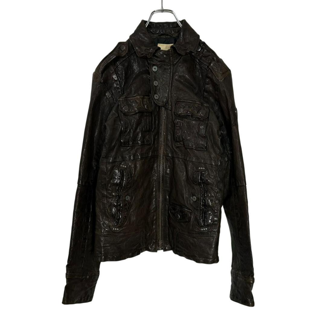 DIESEL ディーゼル レザー シングルライダース 羊革 シワ加工 S