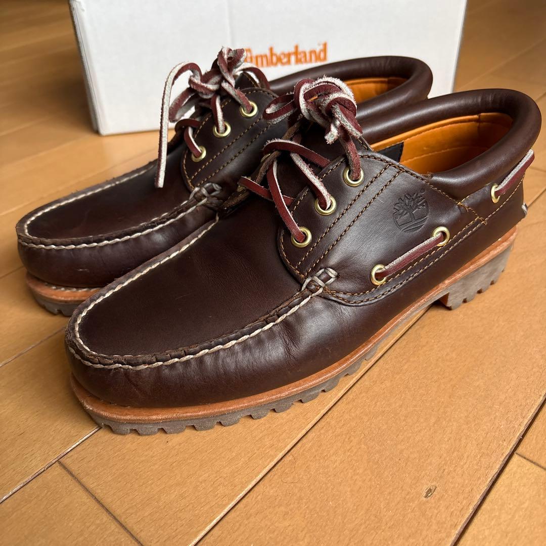 Timberland ダークブラウン モカシン・デッキシューズ