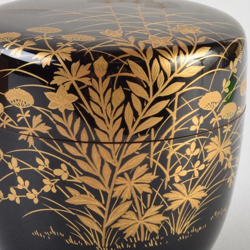 茶道具　漆匠　遠山哲山造　秋草蒔絵　大棗　共箱　C　9188