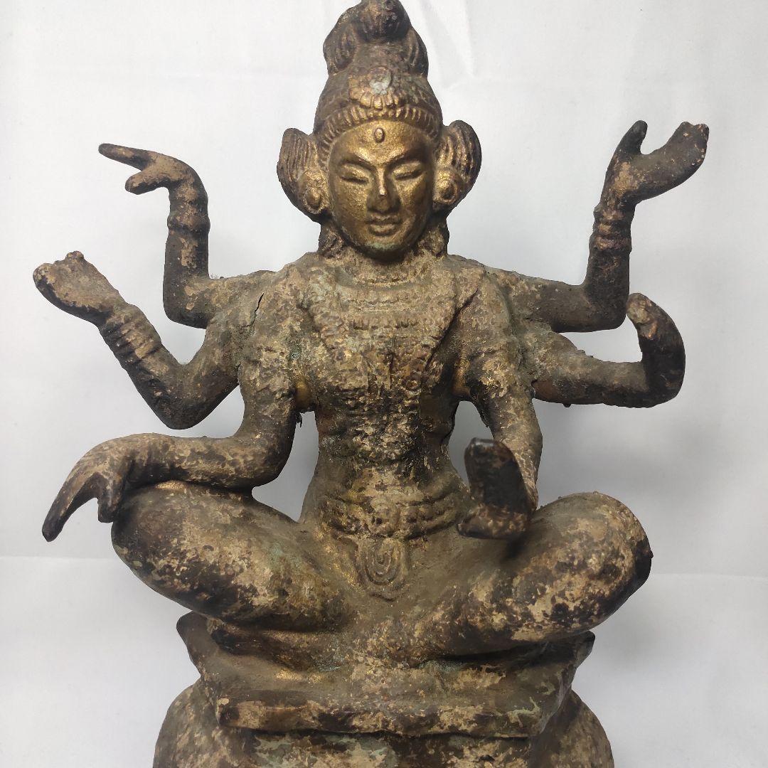 仏教美術 阿修羅坐像 鉄製仏像 チベット密教 旧家蔵出 アンティーク 風水グッズ
