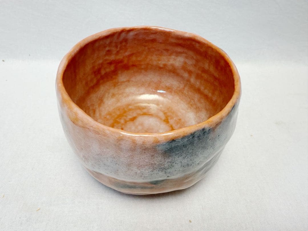 未使用 茶道具 佐々木昭楽造 赤 茶碗 仕覆付き 陶印 共箱