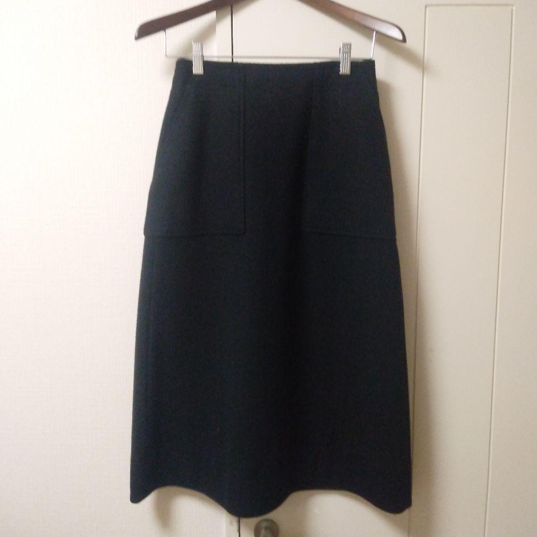 ビーバーメルトントラペーズスカート　ブラック　34