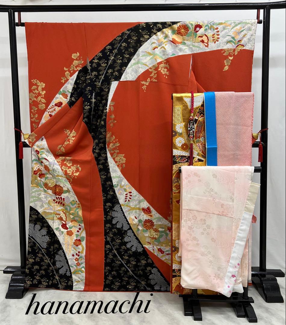 名門藤原織物　振り袖　フルセット　別誂長襦袢付　金駒刺繍　絞り　袋帯　701