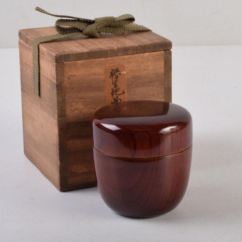 茶道具　欅地　漆塗　棗　時代箱　V　8746
