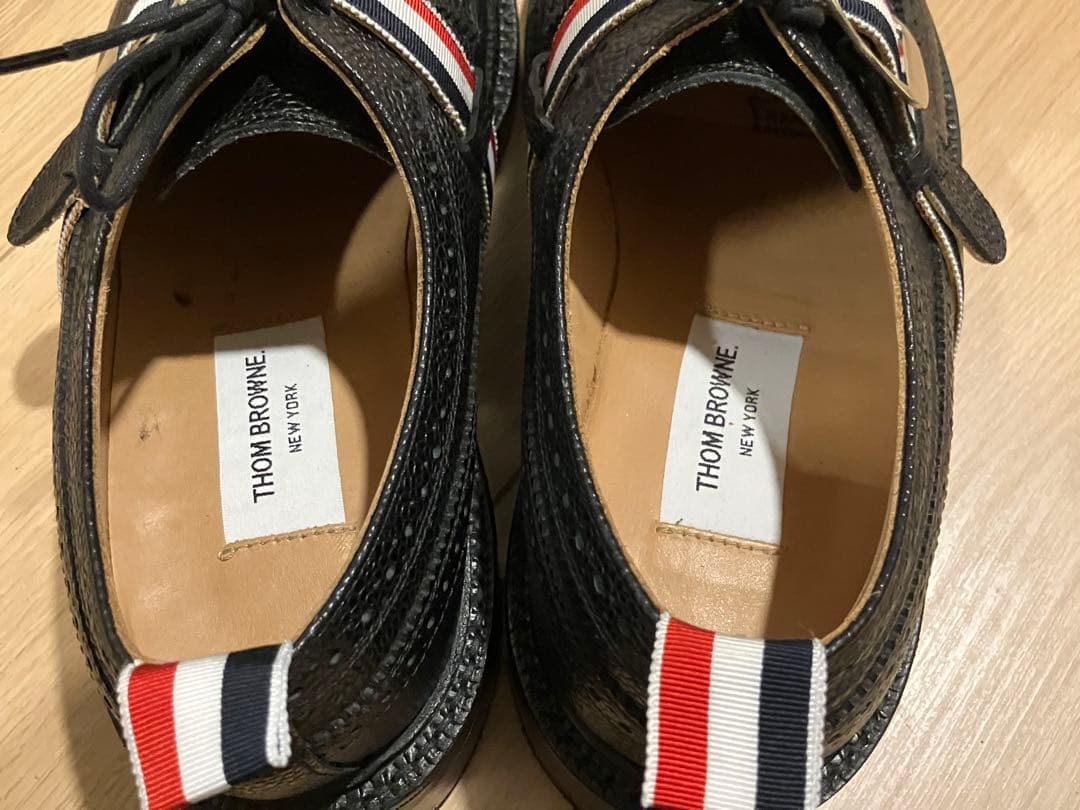 トム ブラウン レザーシューズ US9 27cm ブラック ウィングチップ 革