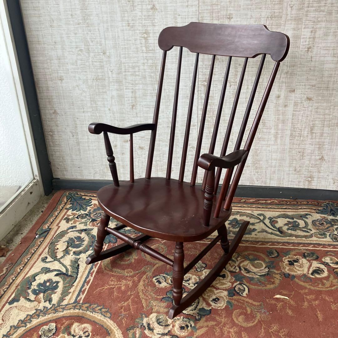 昭和レトロ 木製 ロッキングチェア アームチェア 古道具 古家具 ビンテージ
