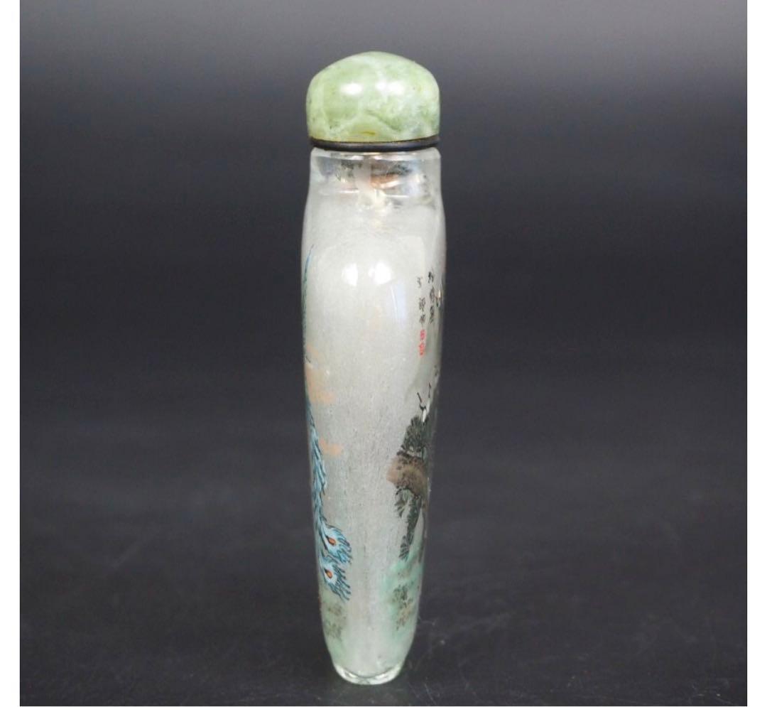 送料無料　作家サインあり　手書き鳳凰・松鶴図　内画鼻煙壺 時代物 本物保証